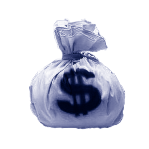 duotone image of a bag of money